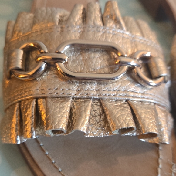 Kate Spade Gold Ruffle Chain Mules - Picture 3 of 10